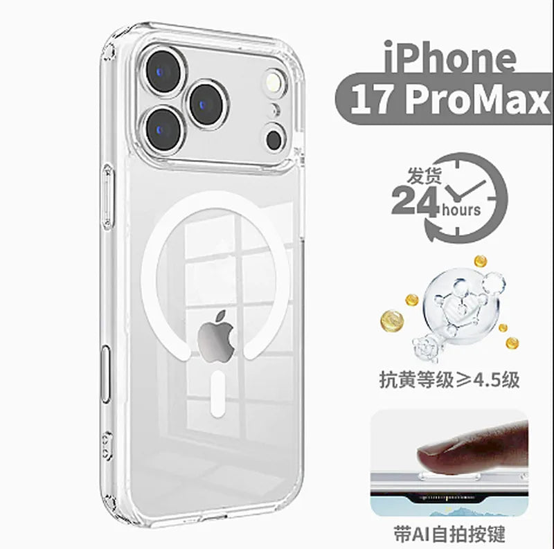 Clear MagSafe iPhone 17 Pro Max Case, Anti-Yellow with Camera Key