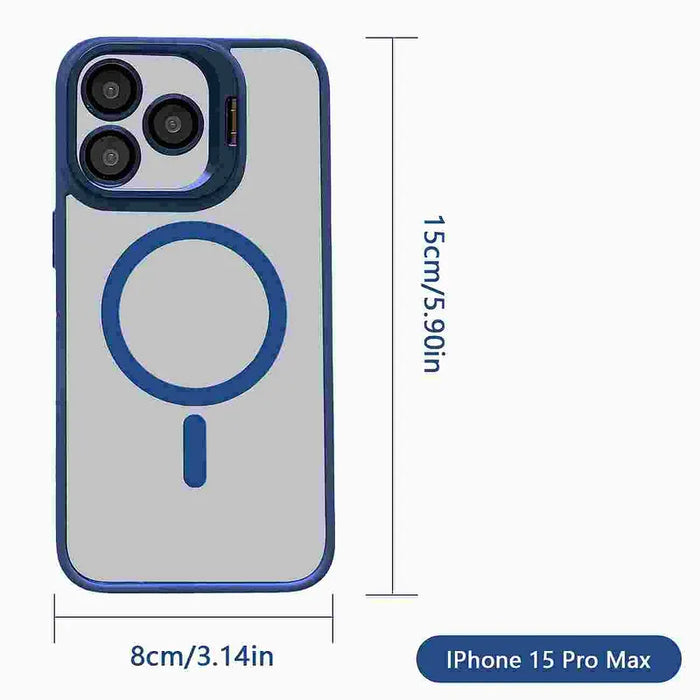 Frosted Blue MagSafe iPhone 15 Pro Max Case with Camera Bumper