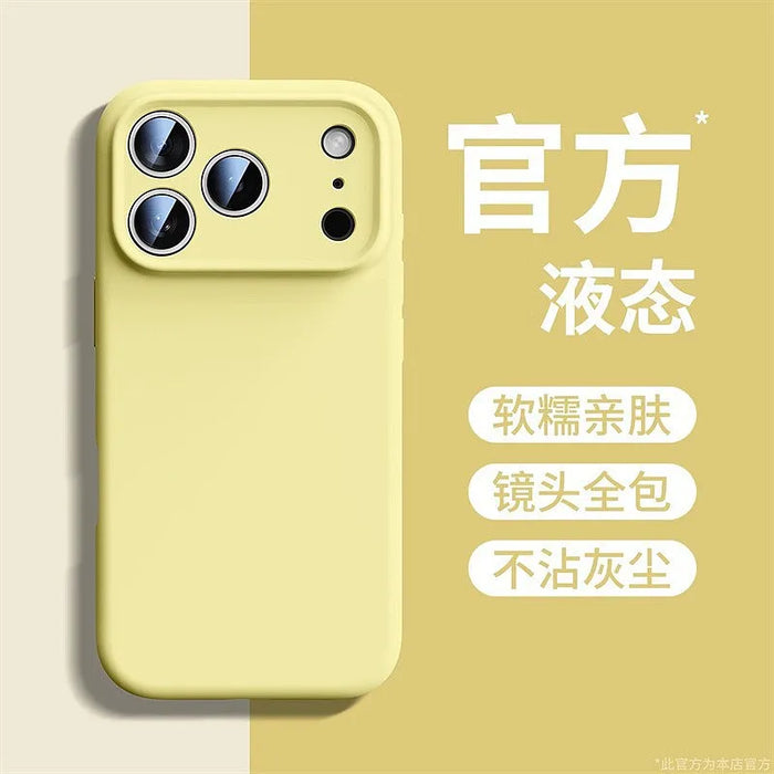 Yellow Liquid Silicone iPhone Case with Full Camera Coverage